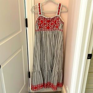 Red and Black Striped Maxi Dress